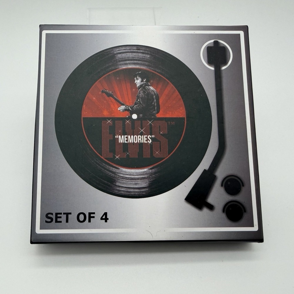 Elvis Presley Vinyl Record Coasters Set of 4 New in‎ Box Rock n Roll Memorabilia